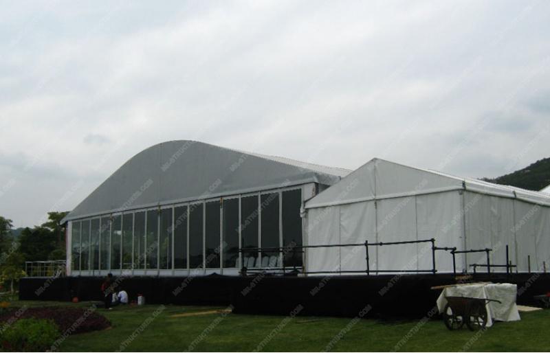 1000 people glass wall arch tent