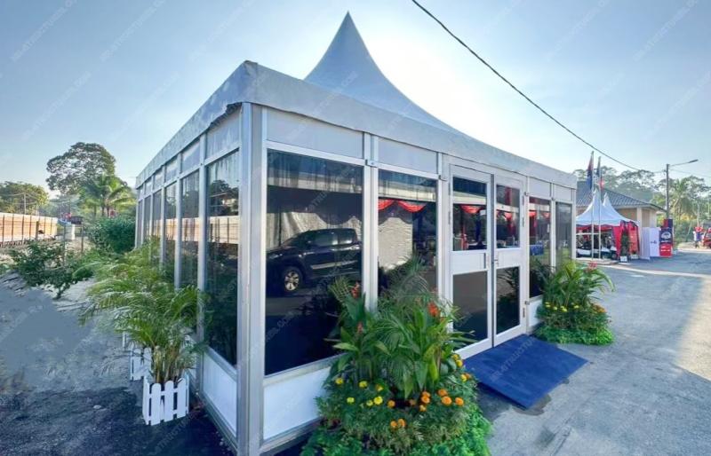 Pagoda Tent for events with glass walls