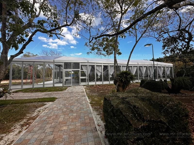 transparent outdoor event tent setup
