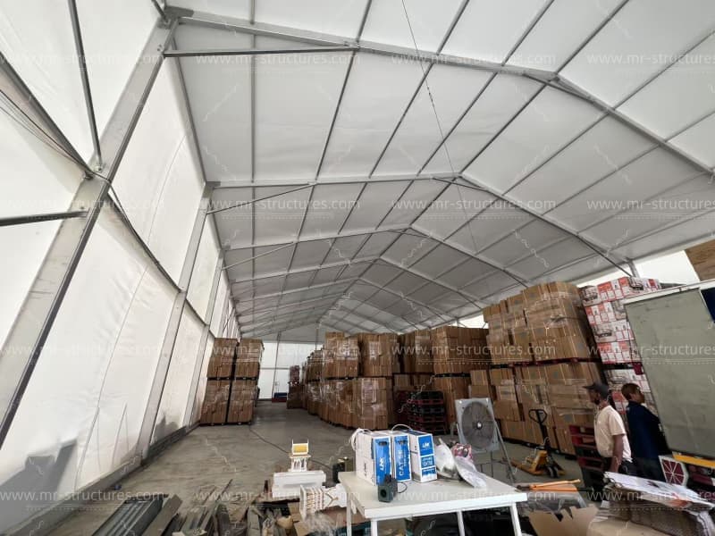 outdoor storage tent interior logistics