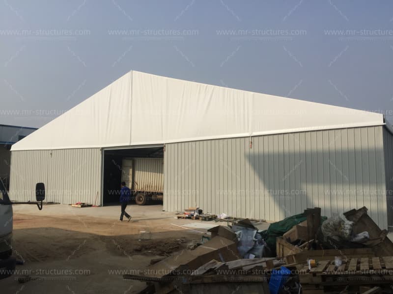 industrial modular storage tent with hard walls