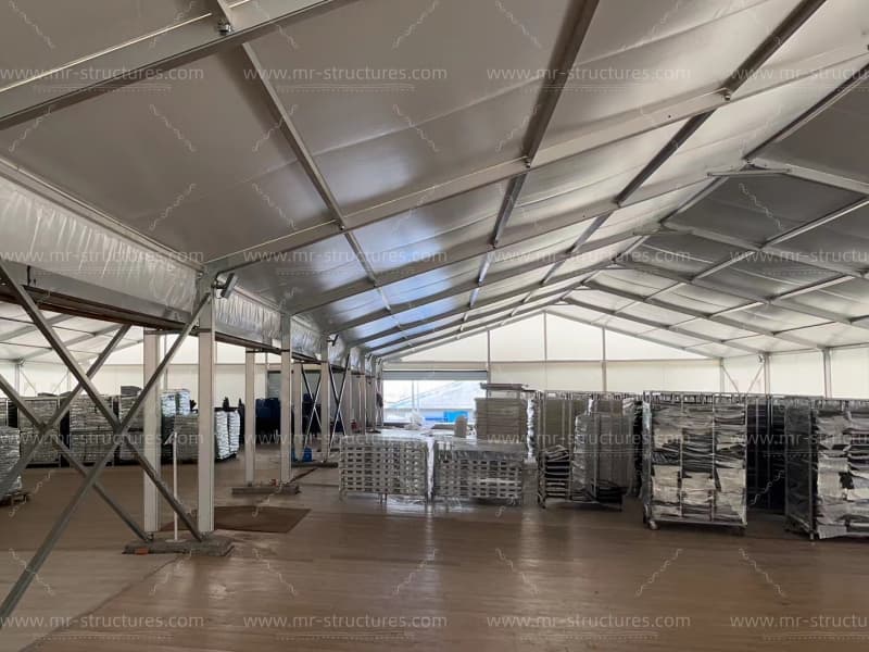 custom storage tent interior logistics