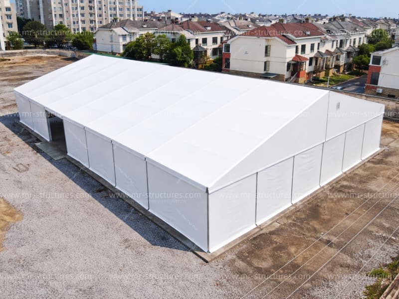 outdoor storage tent aerial view
