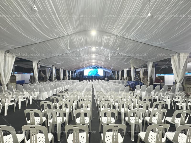 white event tent setup outdoor