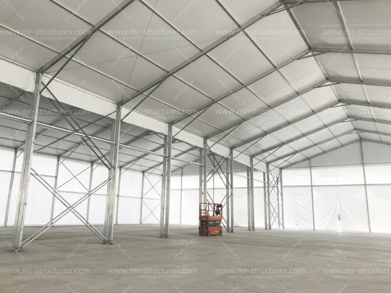 empty outdoor warehouse tent structure