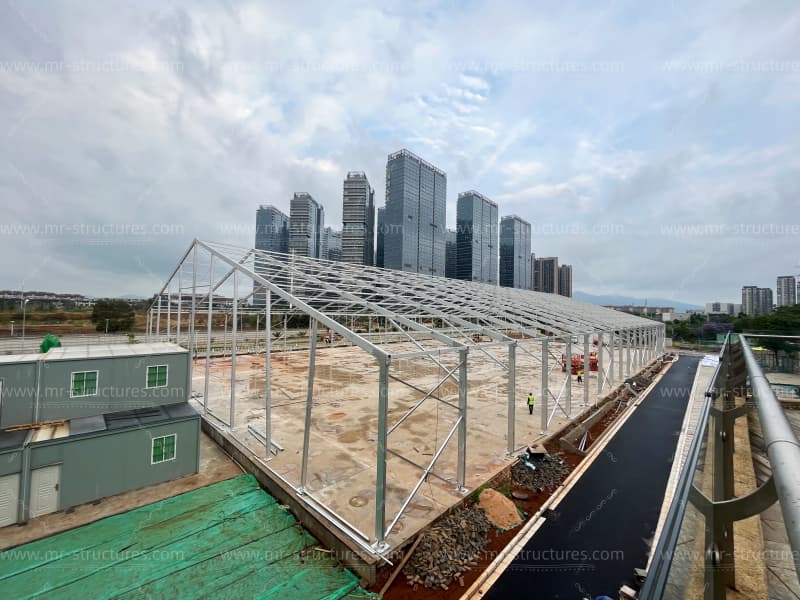 german hanger tent construction site