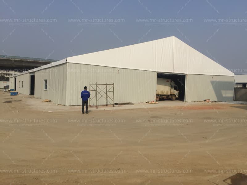 temporary modular warehouse tent exterior