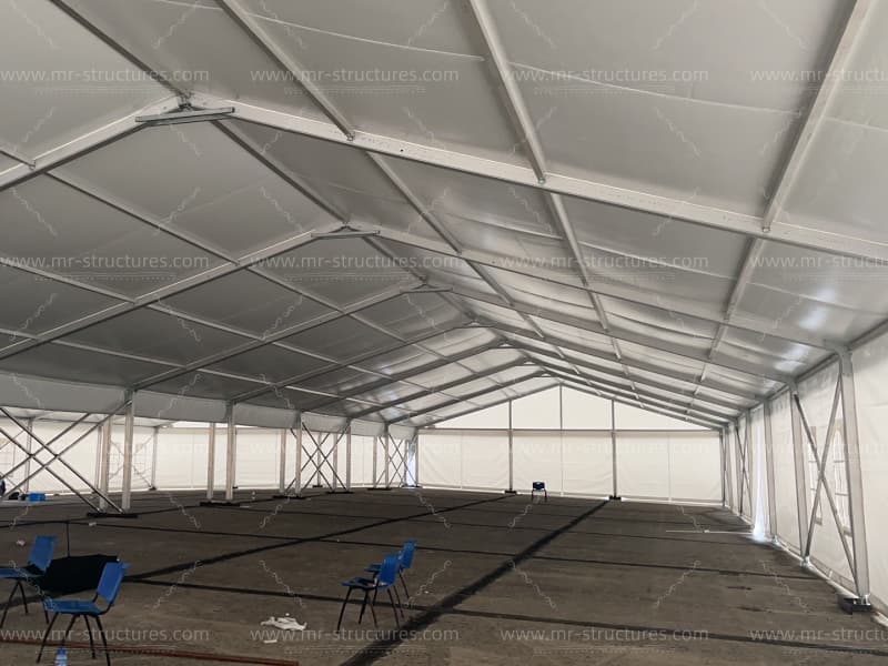white warehouse tent clear span interior