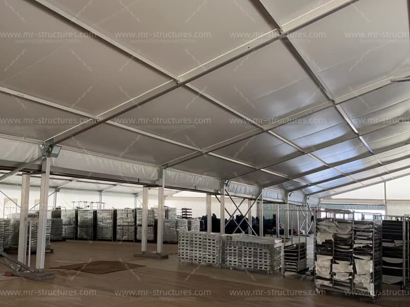 commercial white warehouse tent goods storage