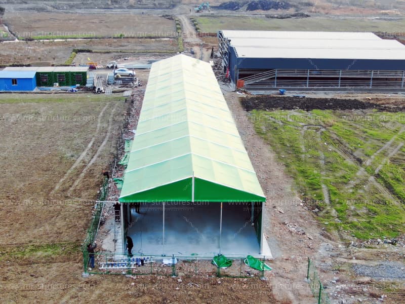15x60m Aluminum Storage Tent Aerial View
