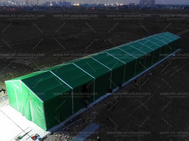 Industrial Storage Tent Night View