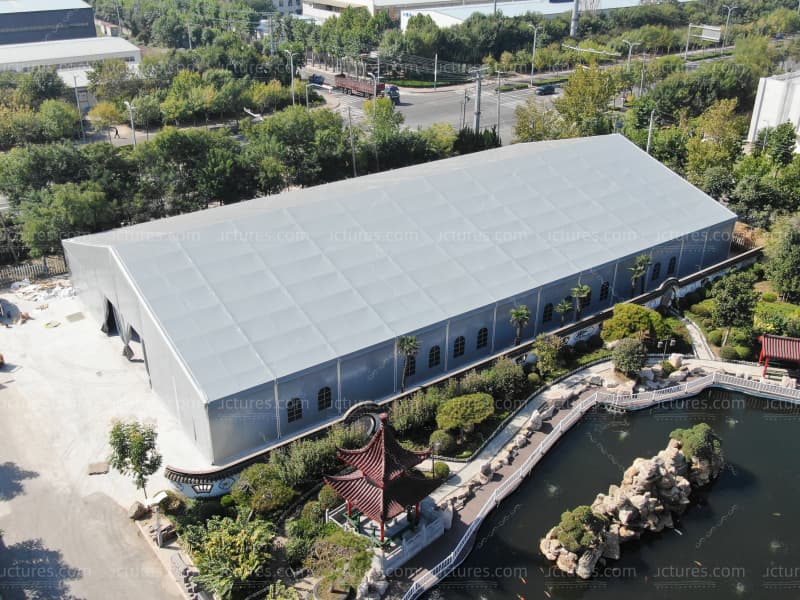 30x60m tent aerial view exterior