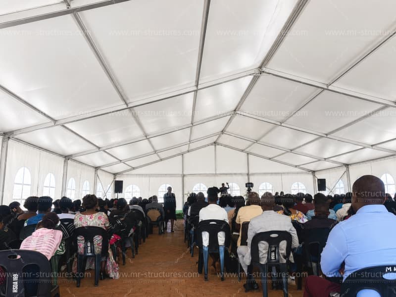 clear span marquee conference setup