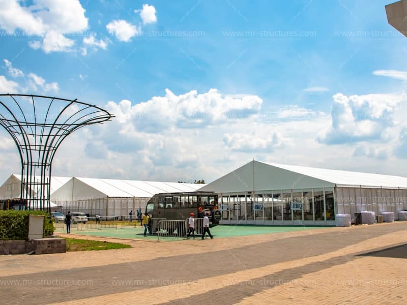 large aluminium event tent exterior