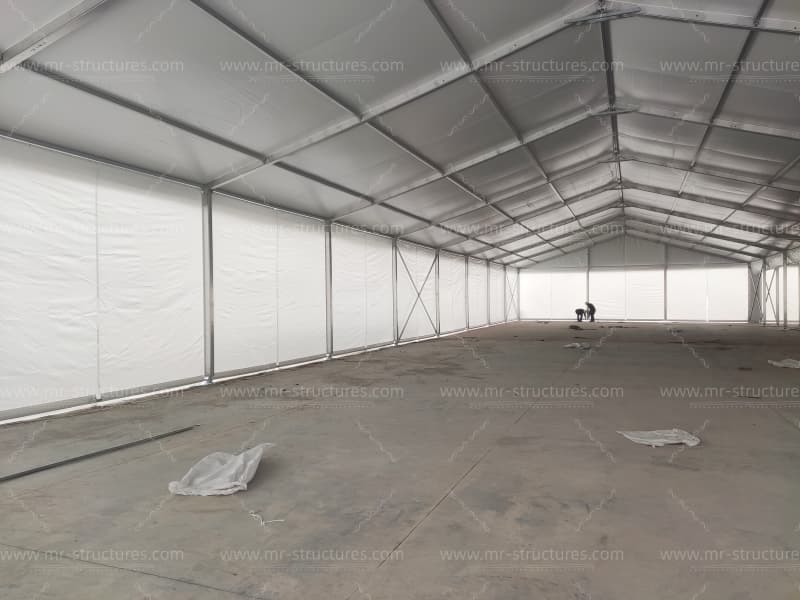 aluminium warehouse tent inside view