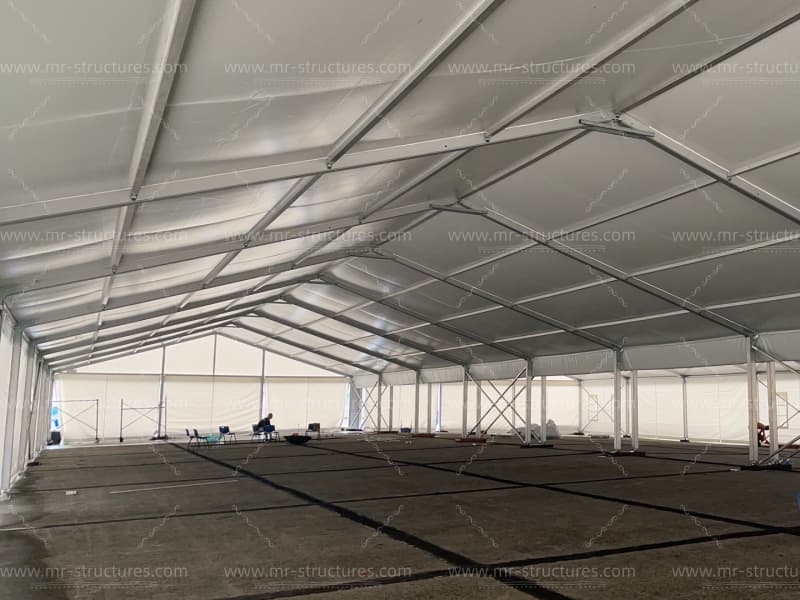 large industrial warehouse tent installation