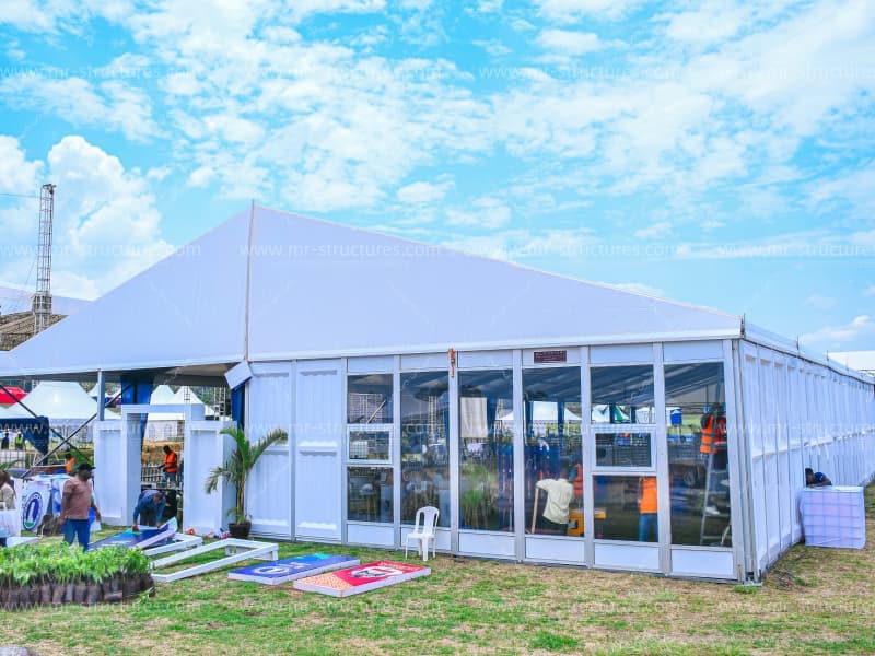 large white party tent setup