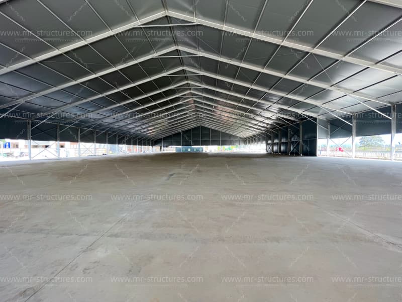 large warehouse tent massive interior