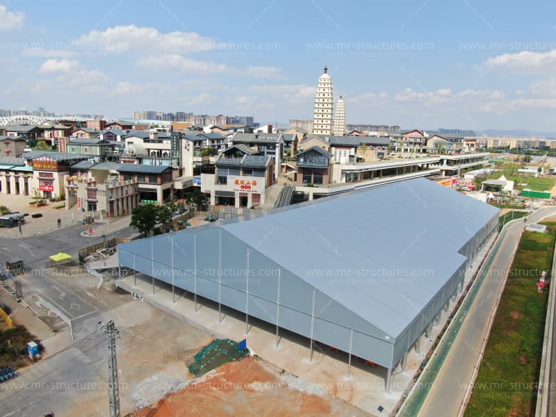 large warehouse tent aerial view