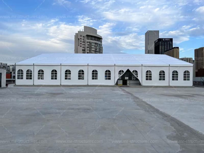 commercial outdoor event tent setup