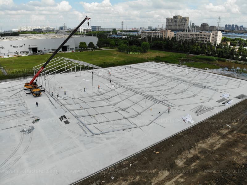 industrial warehouse tent factory frame installation