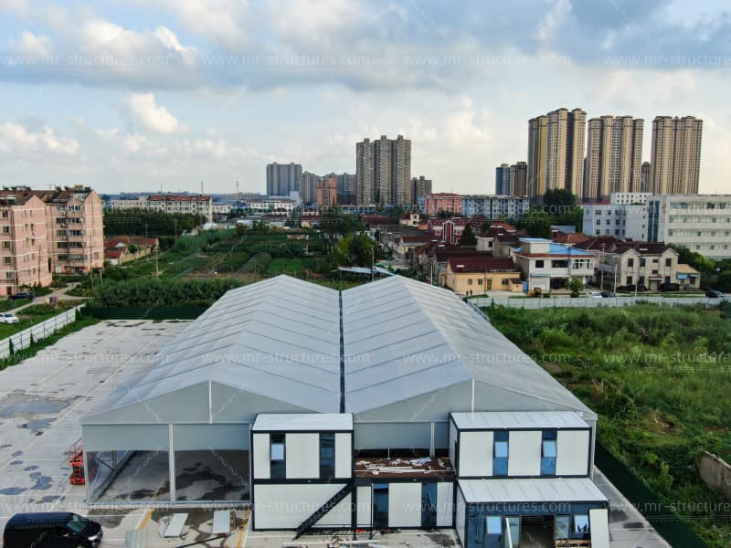 custom badminton tents exterior aerial