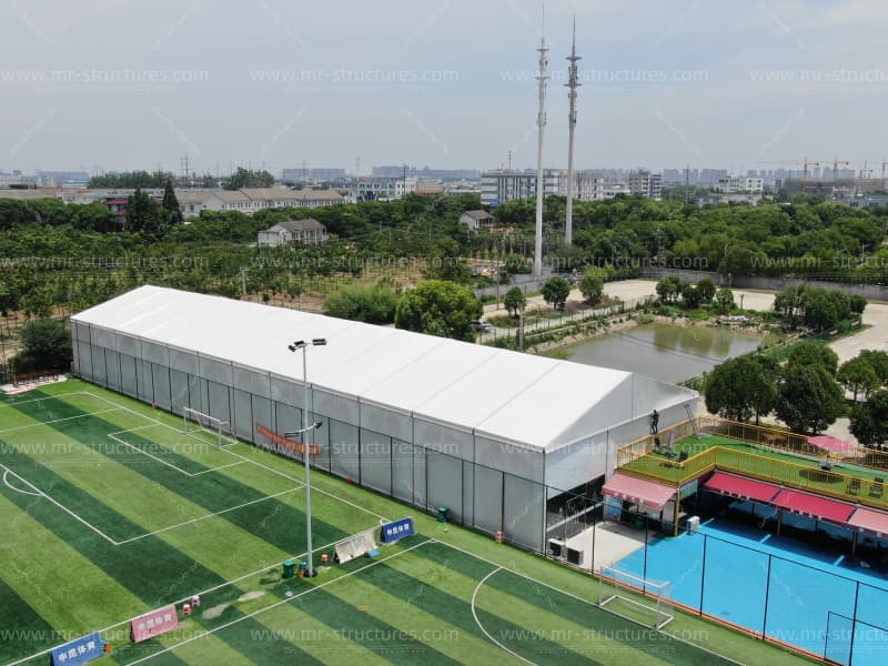 sports court tent aerial view