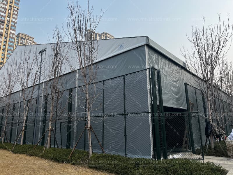 tennis court tent installation