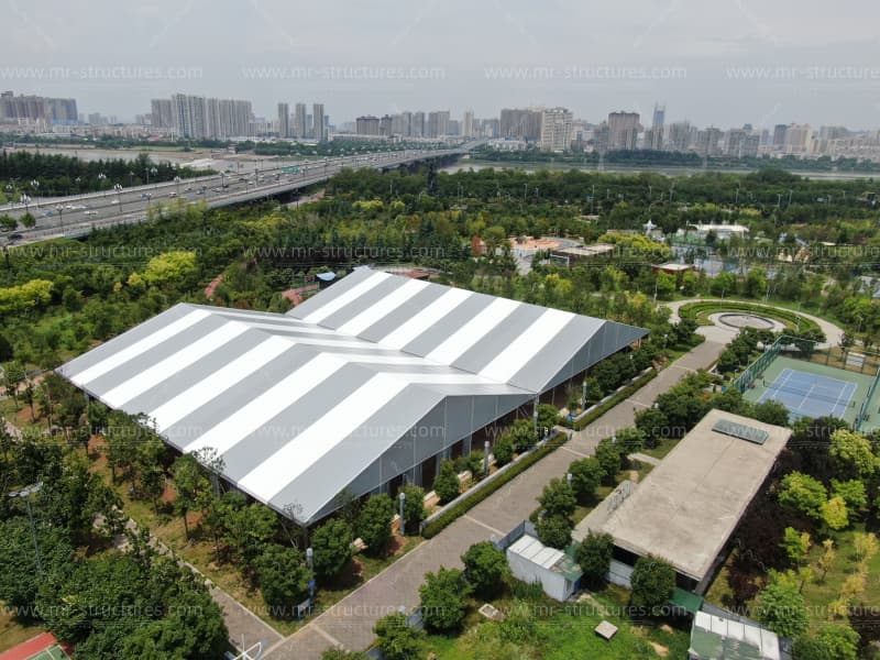 basketball court with roof interior view