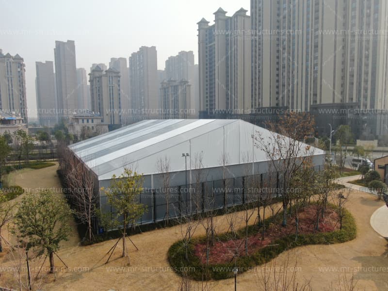 indoor tennis court structure setup
