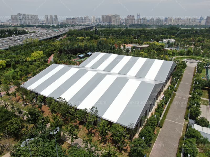 outdoor basketball court with roof exterior