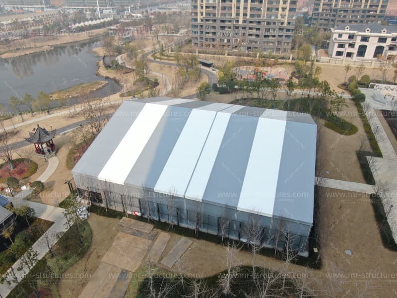 37x38 tennis court tent exterior