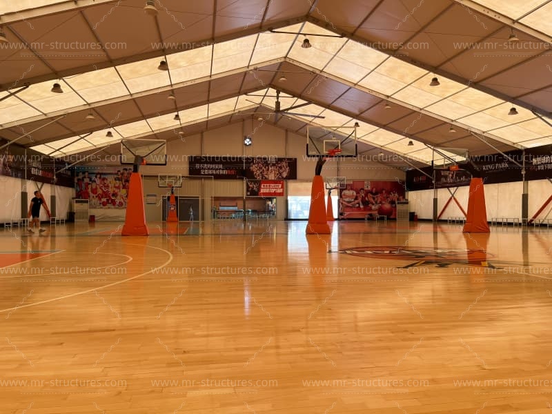 sports court tent clear span interior
