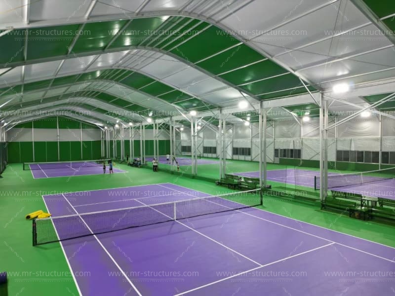 massive sports stadium tent with viewing deck